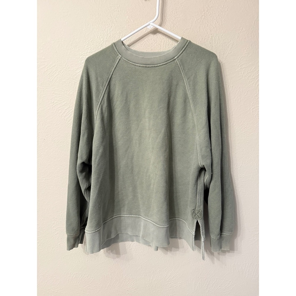 Aerie Womens Sage Green Raglan Sweatshirt Side Slits Size Small